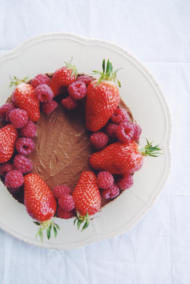 Gâteau double chocolat aux fruits rouges