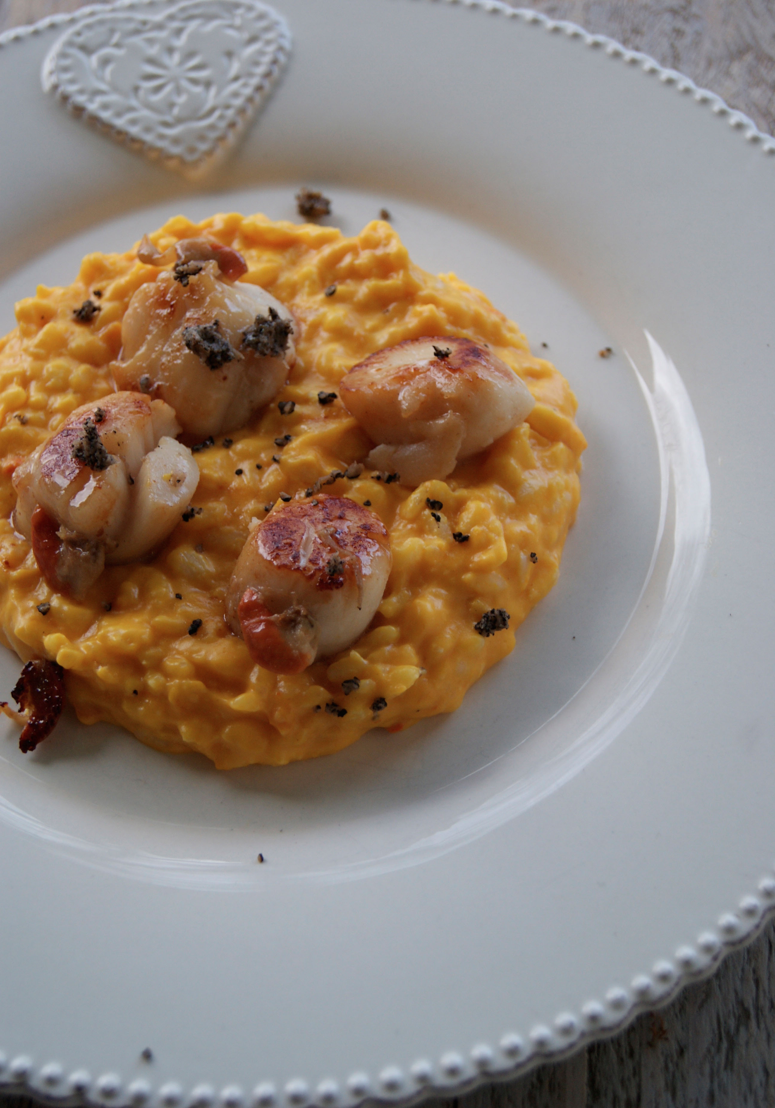 Risotto au potiron, St jacques et truffes