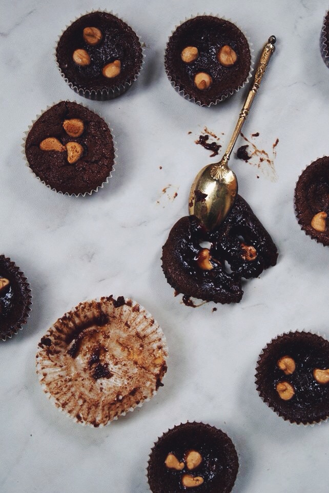 Mini fondants au chocolat et peanut butter