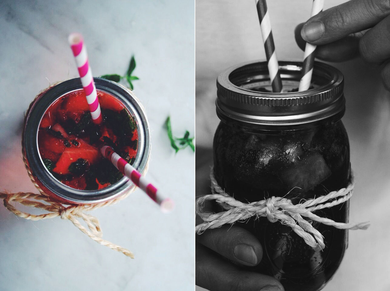 ©In/Fusion de limonade, fraises et menthe