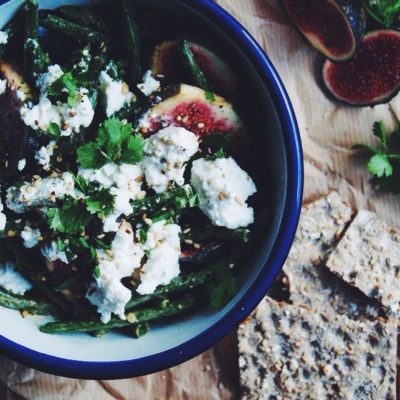 Salade de haricots verts, figues et ricotta