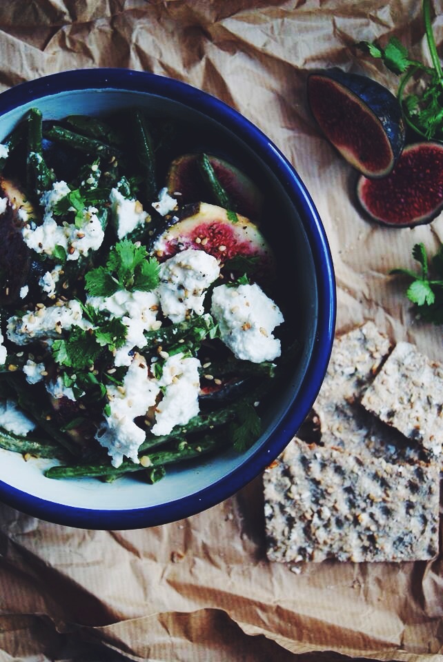 Salade de haricots verts, figues et ricotta