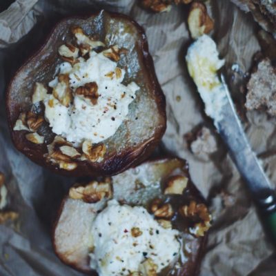 Poires rôties au chèvre