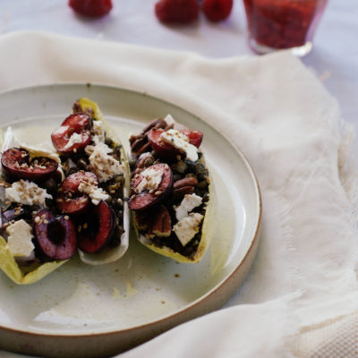 Salade de lentilles, cerises, pecan & feta