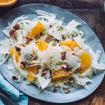 Salade de fenouil, orange, parmesan & pécan