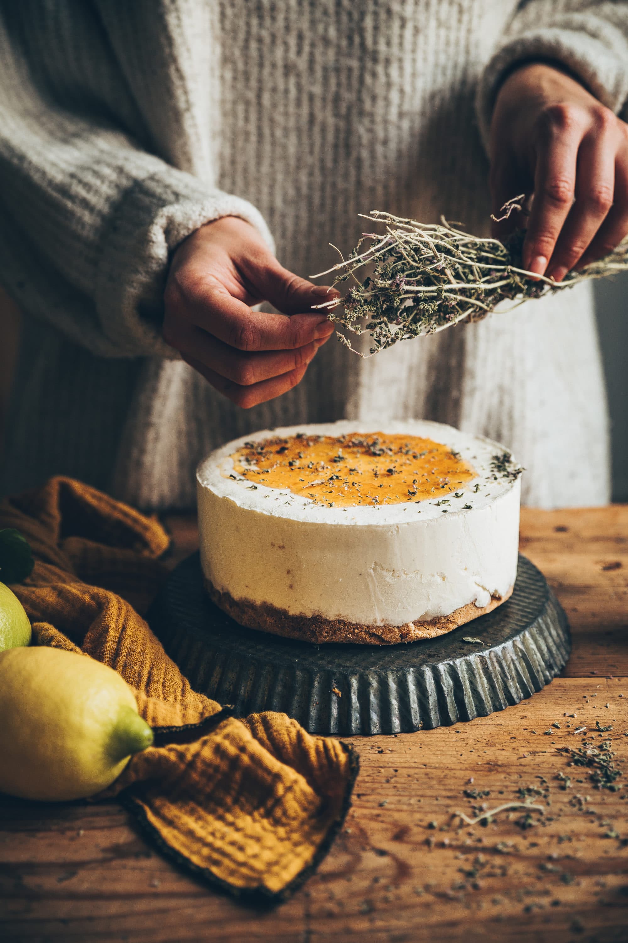 Cheesecake glacé miel menthe