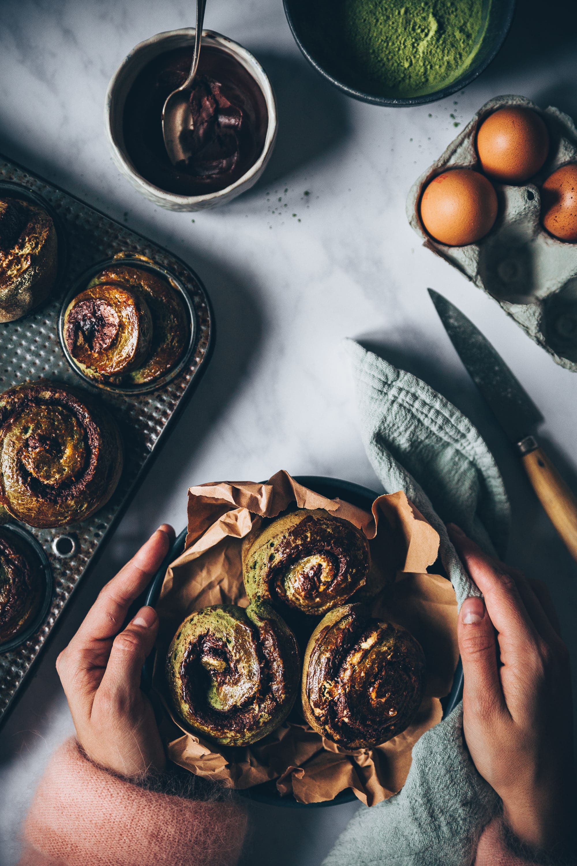 Brioche matcha chocolat