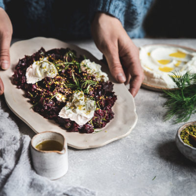 Tartare de betteraves, labneh et Dukkah pistaches