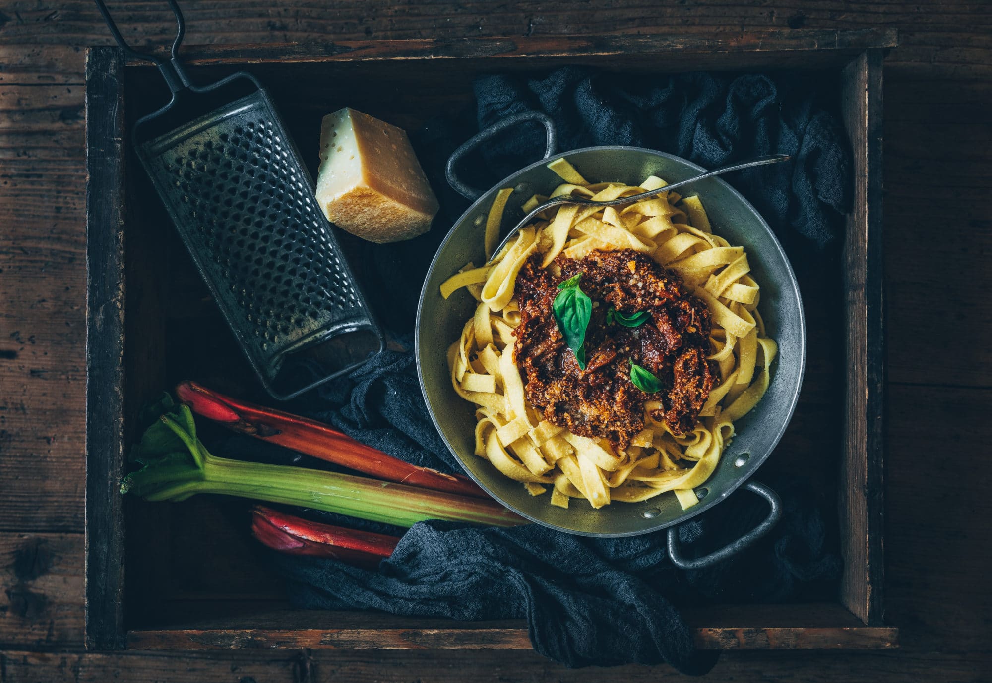 Tagliatelles fraîches sauce pulled pork à la rhubarbe