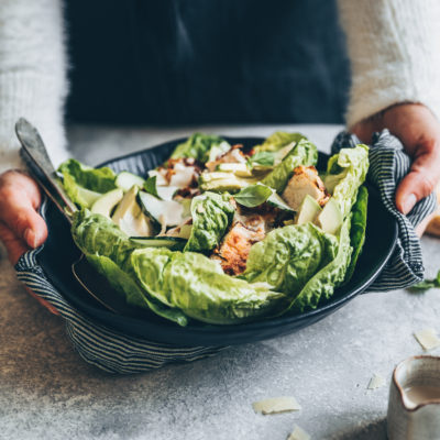 Salade de lapin croustillant et sauce au lait ribot