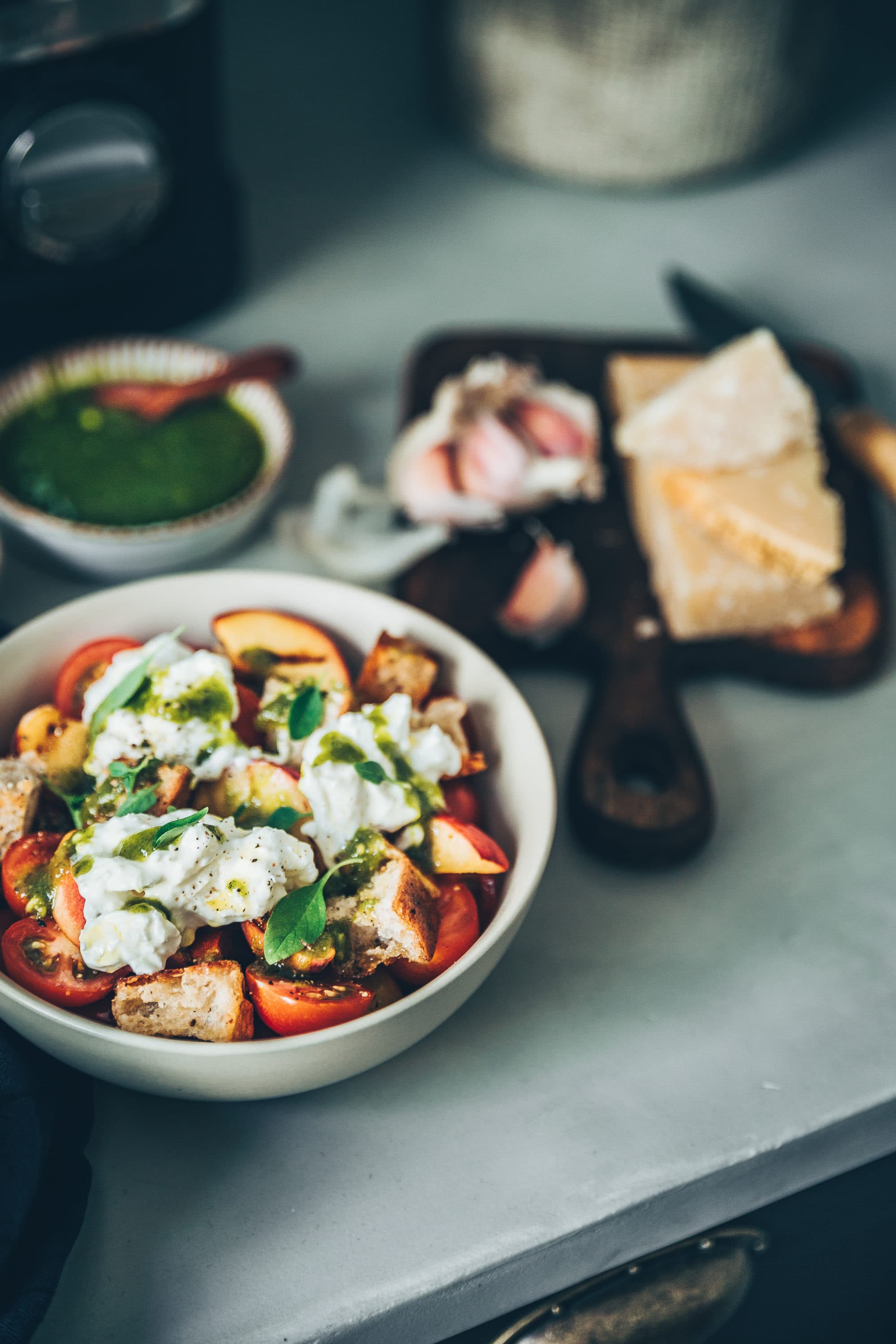 Panzanella pêche megandcook styliste culinaire 