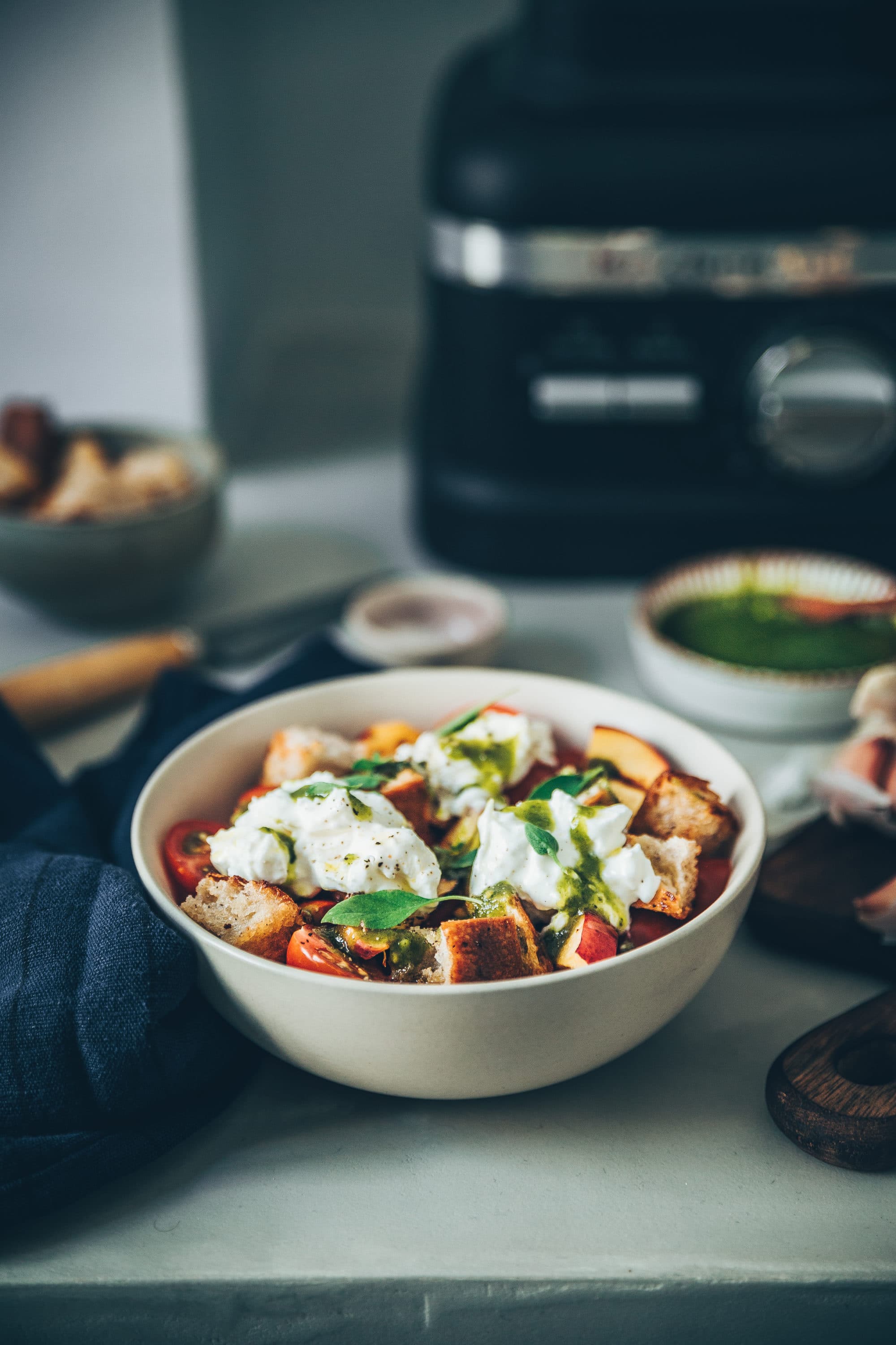 Panzanella pêche megandcook styliste culinaire 