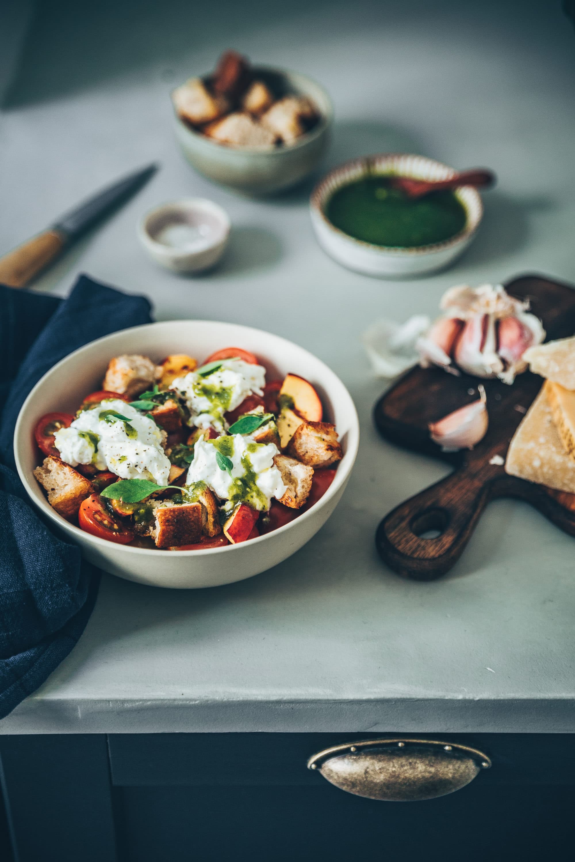 Panzanella pêche megandcook styliste culinaire