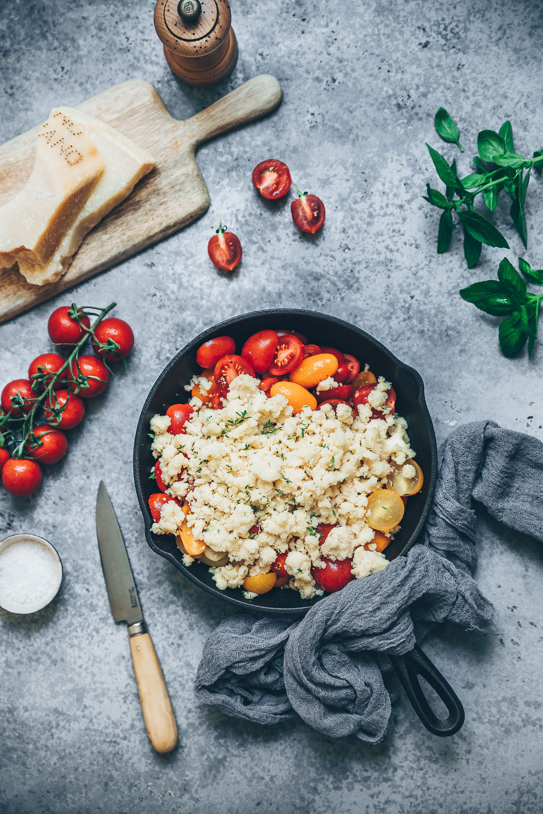 Crumble tomates burrata 