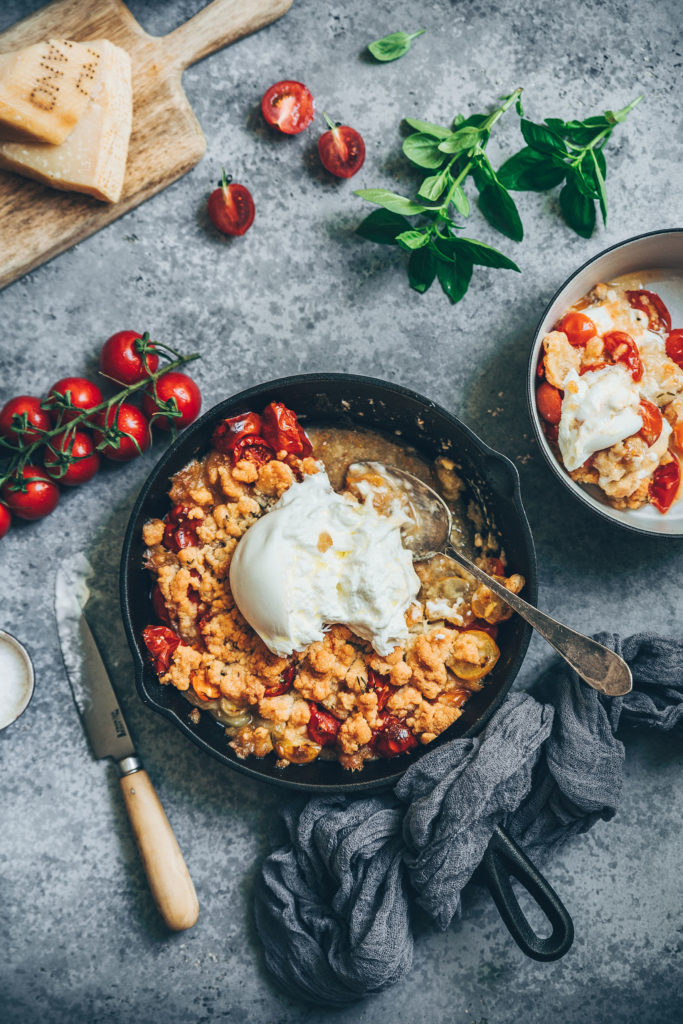 Crumble tomates burrata