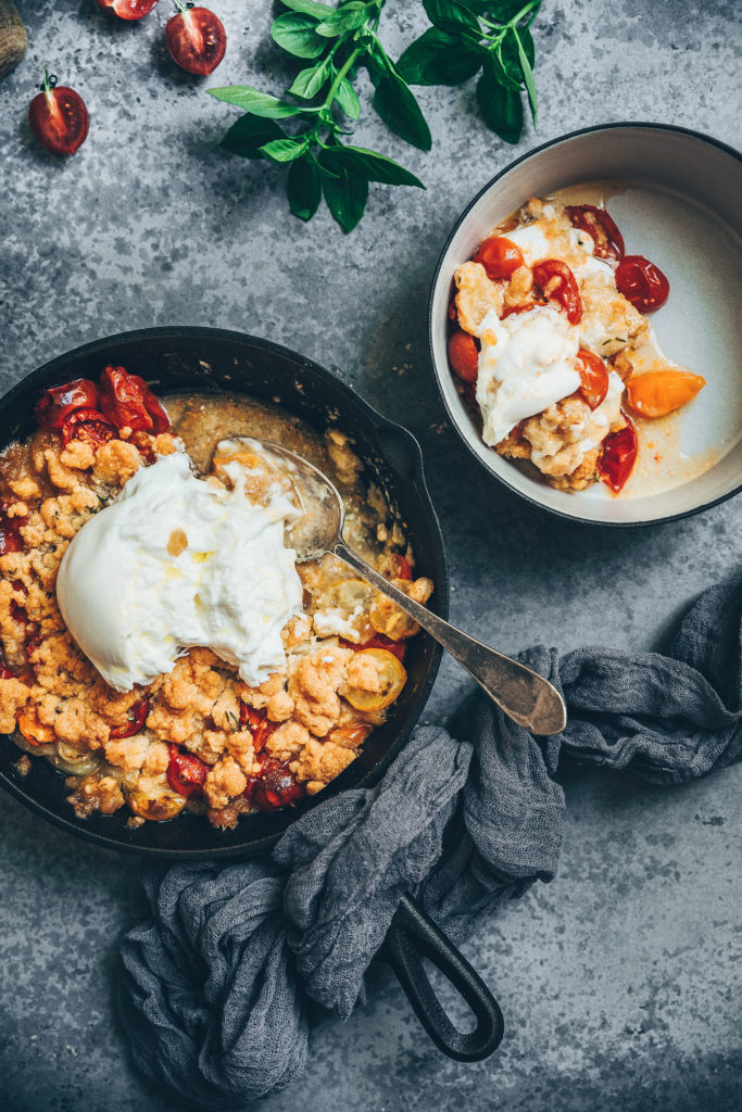 Crumble tomates burrata