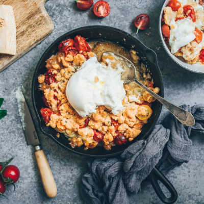 Crumble de tomates et burrata