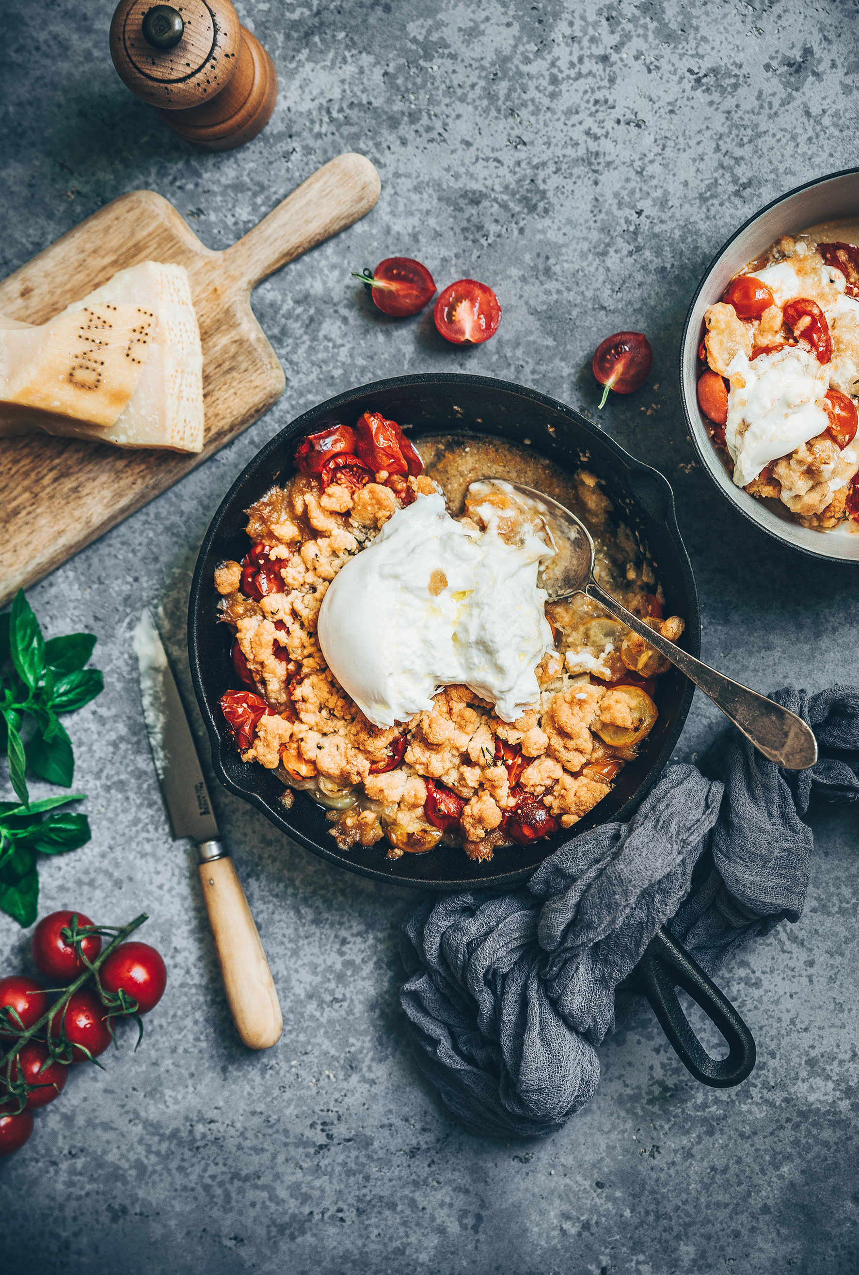 Crumble tomates burrata 