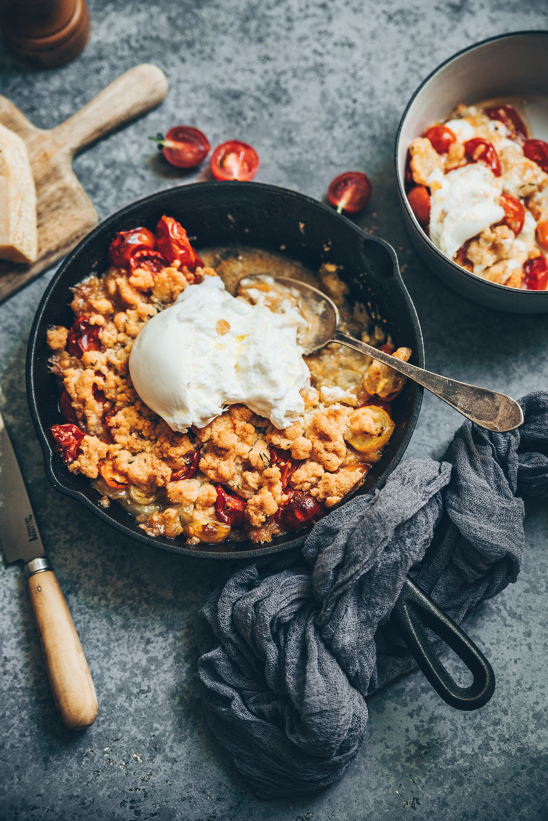 Crumble tomates burrata 