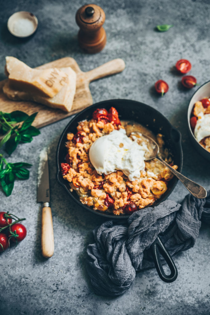 Crumble tomates burrata