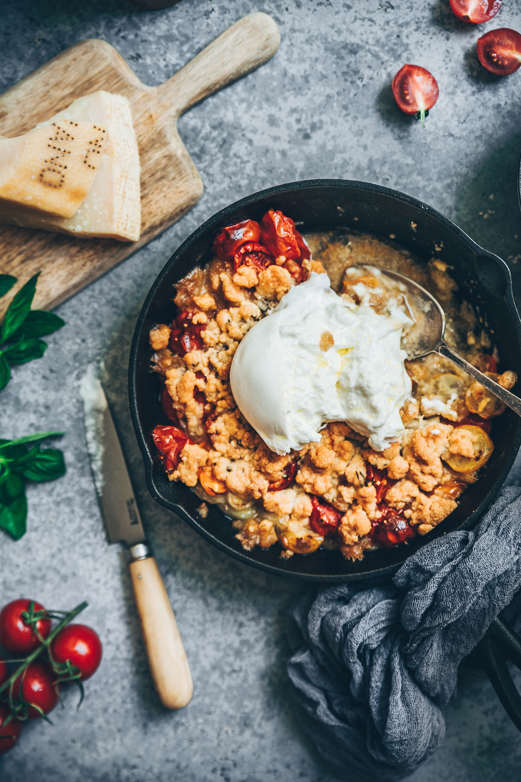 Crumble tomates burrata 