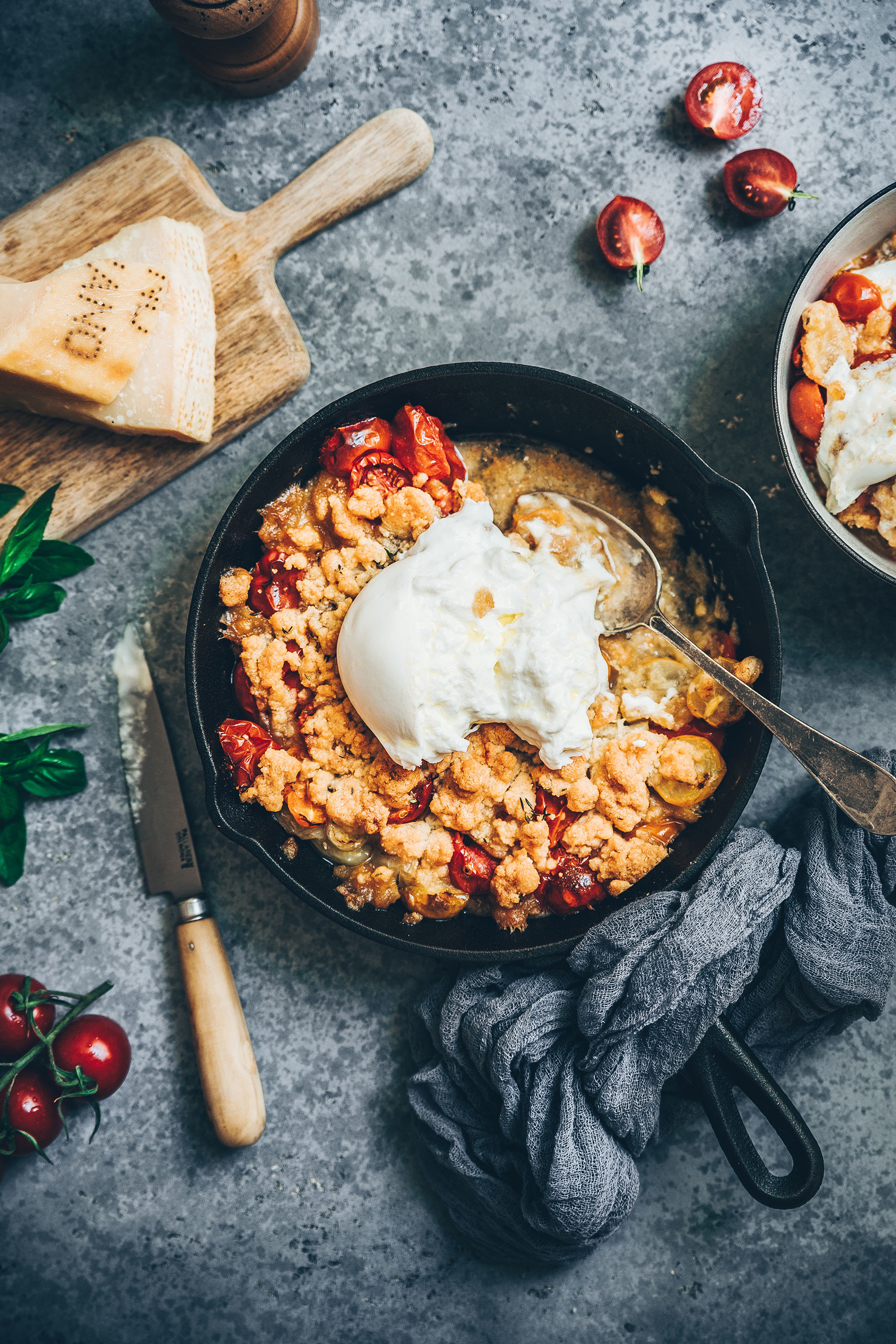 Crumble tomates burrata 