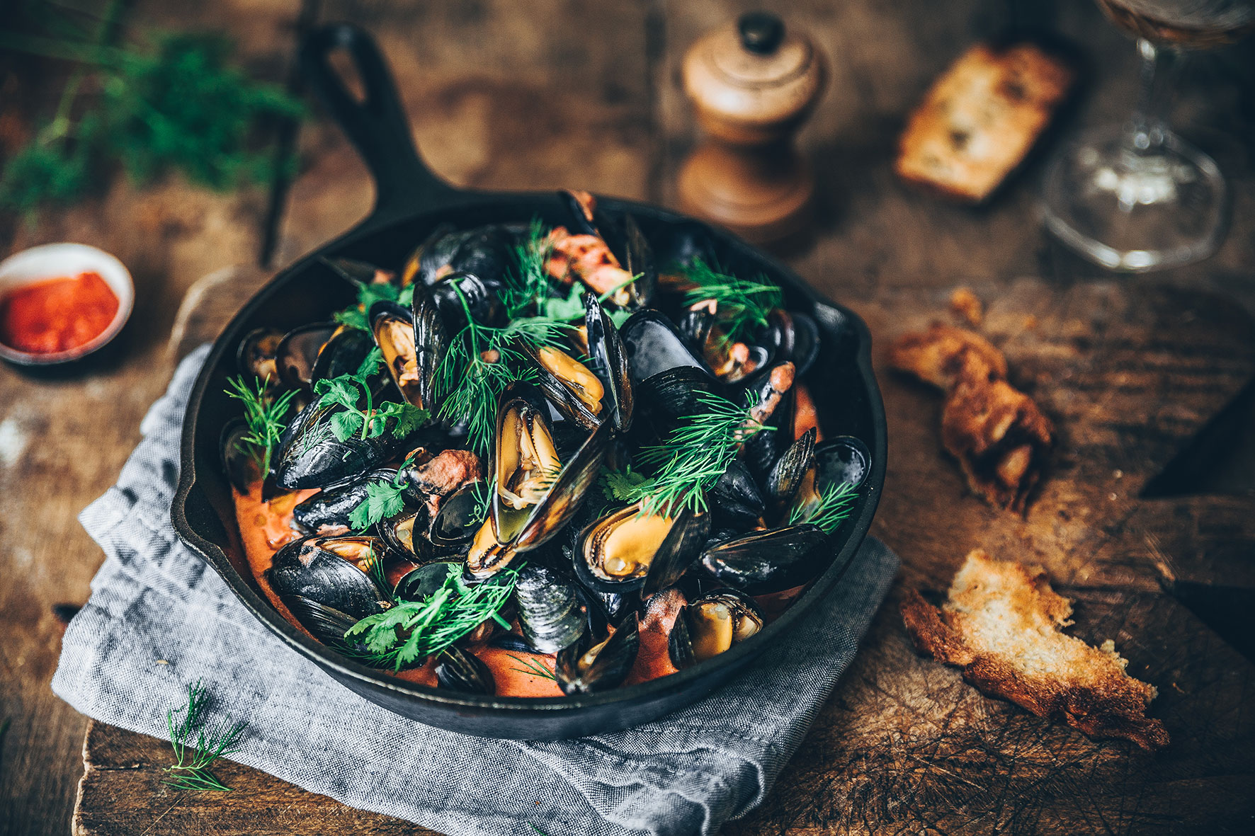 Moules à l’harissa