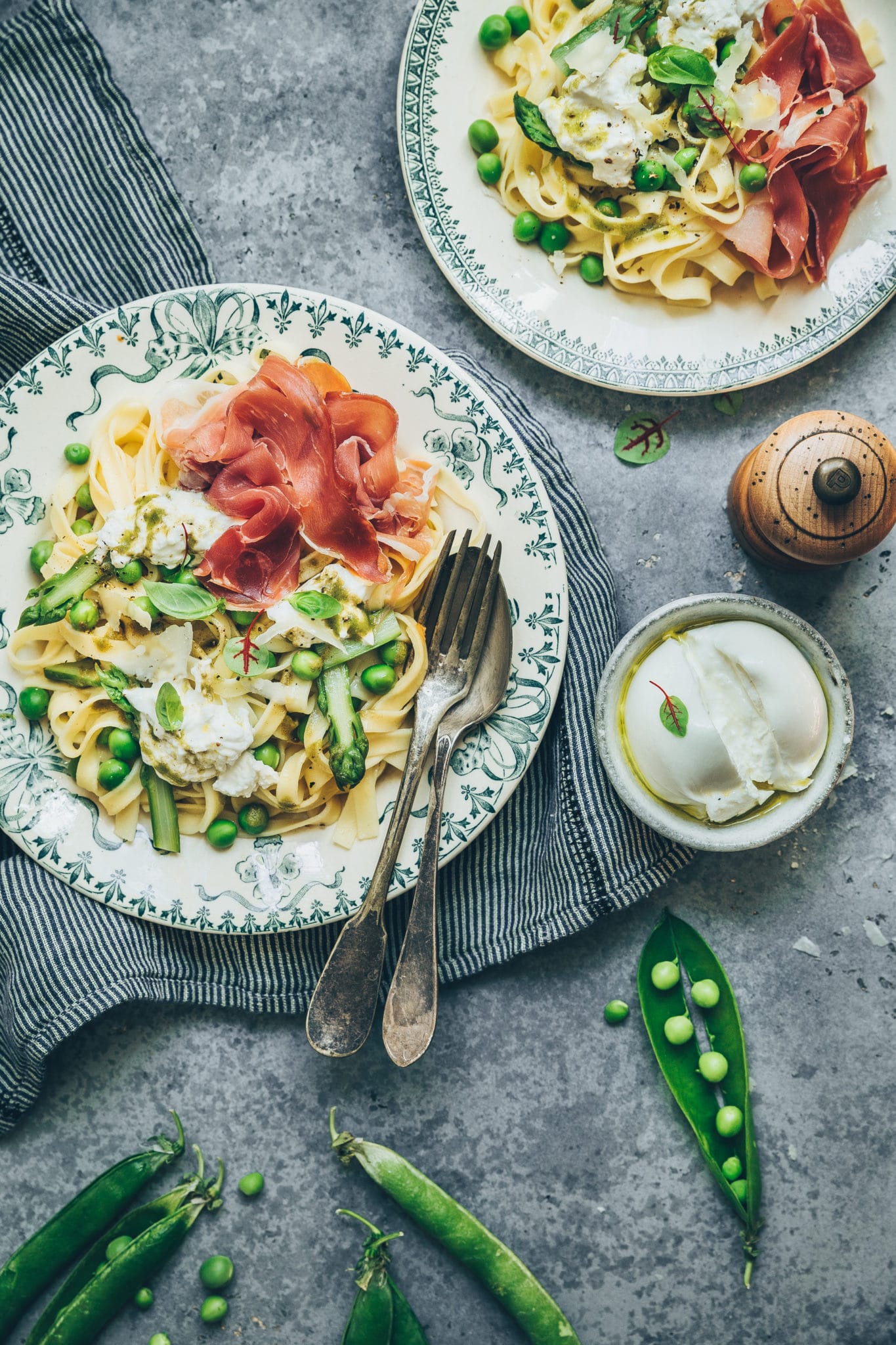 Tagliatelles jambon cru pesto