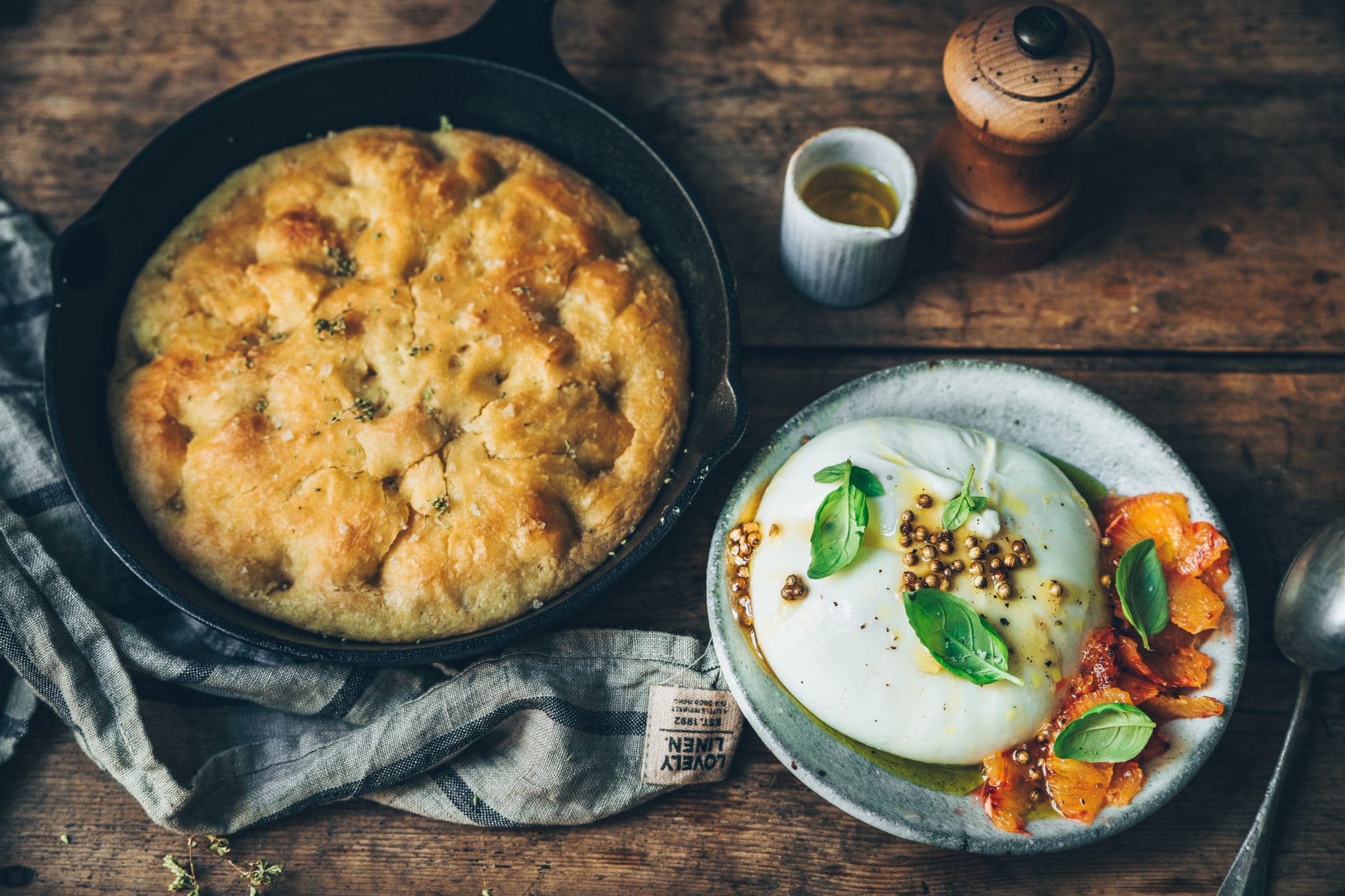 Focaccia et burrata