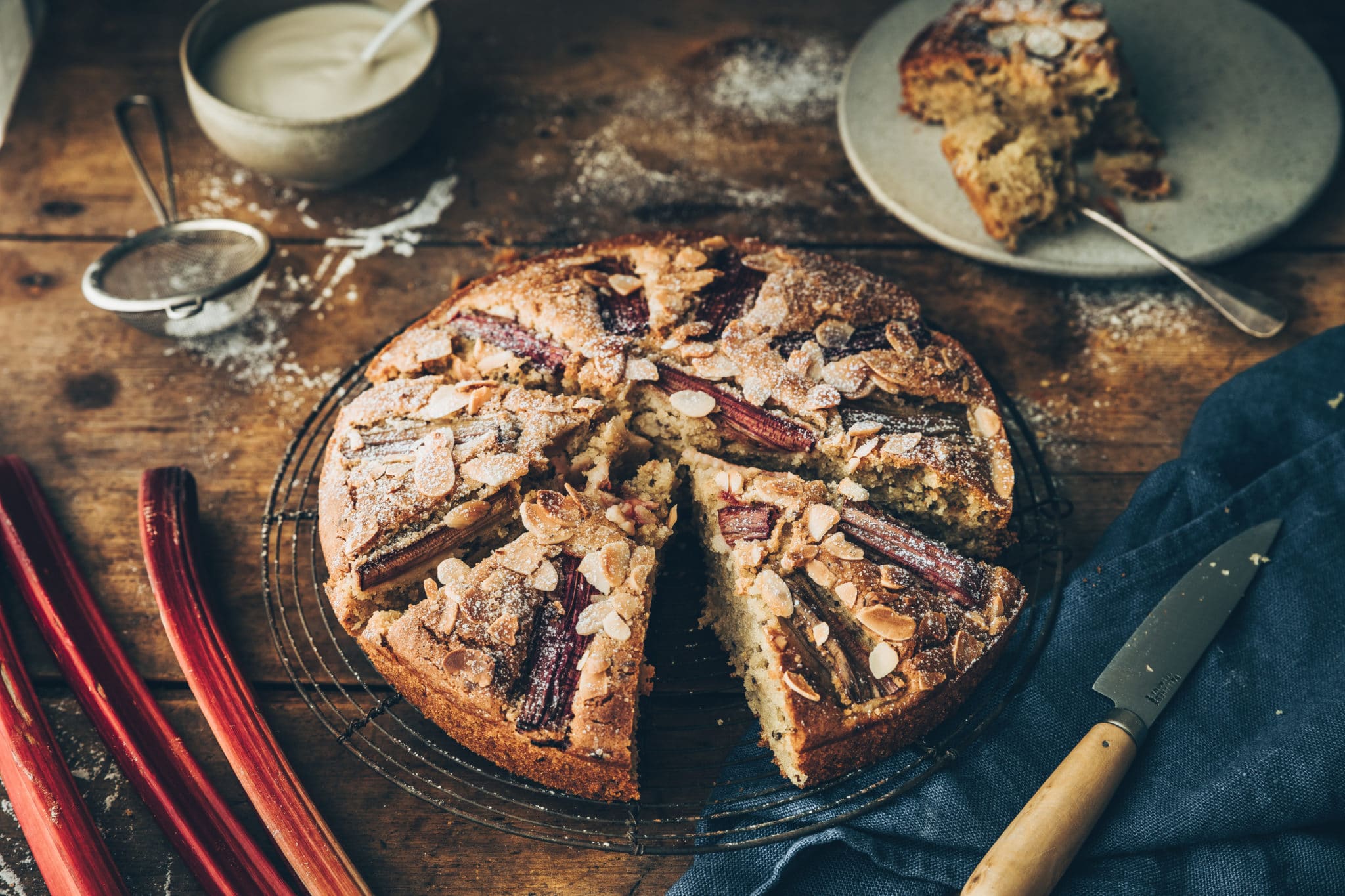 Gâteau vegan amandes & rhubarbe