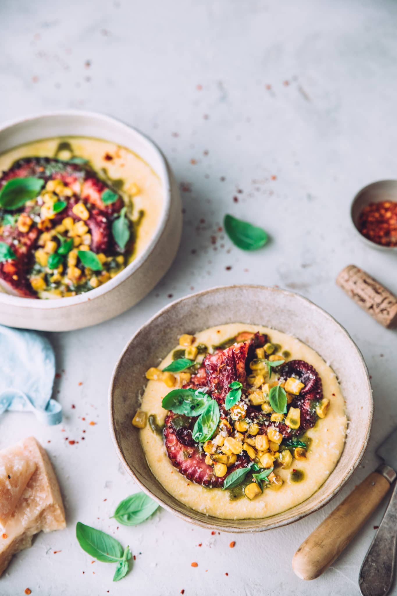 Polenta et poulpe - Mégane Arderighi megandcook styliste culinaire lyon