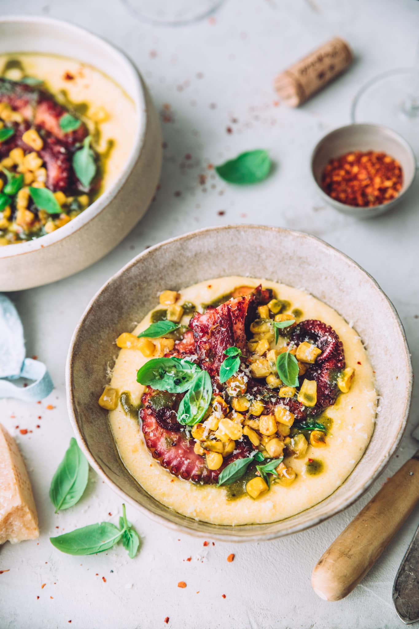 Polenta et poulpe - Mégane Arderighi megandcook styliste culinaire lyon