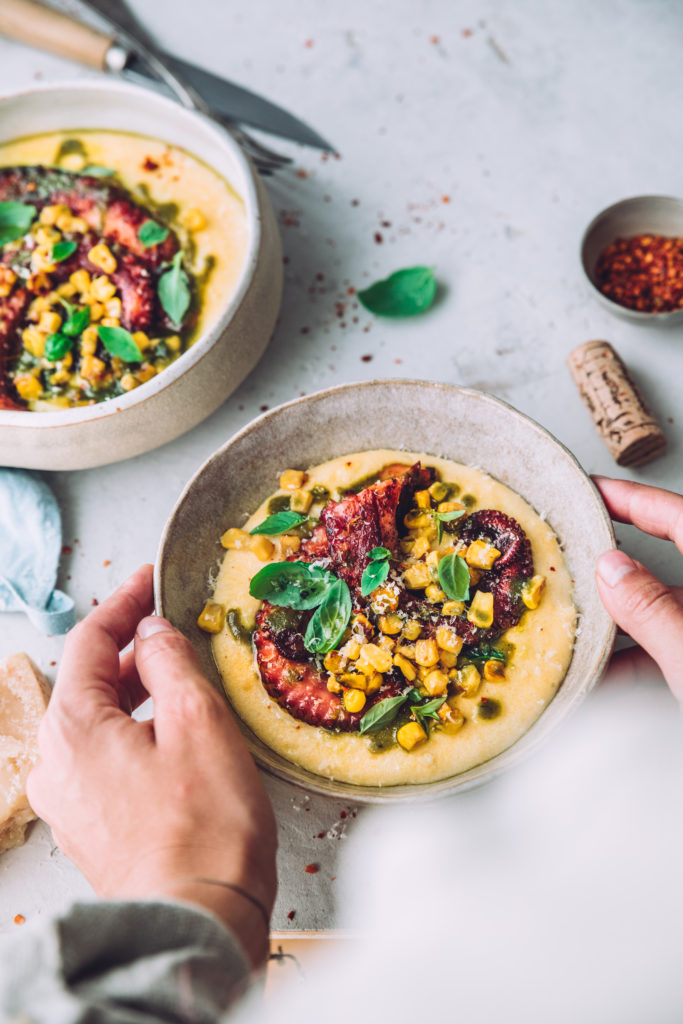 Polenta et poulpe - Mégane Arderighi megandcook styliste culinaire lyon