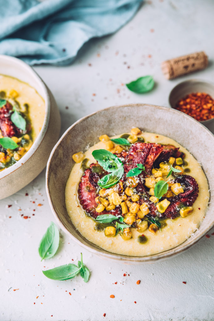 Polenta et poulpe - Mégane Arderighi megandcook styliste culinaire lyon