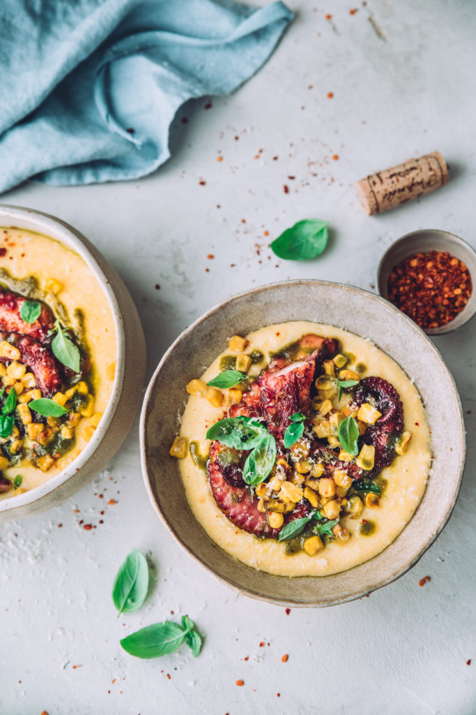 Polenta et poulpe - Mégane Arderighi megandcook styliste culinaire lyon