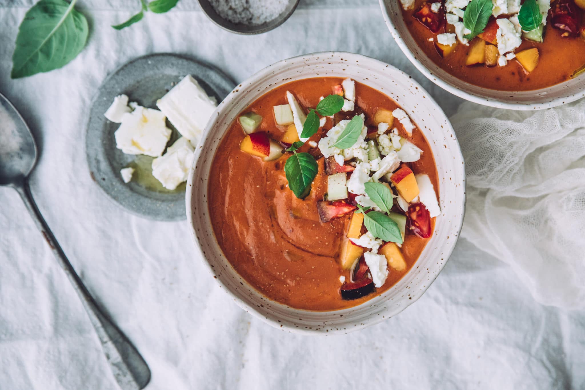 Gaspacho de tomates rôties & pêches