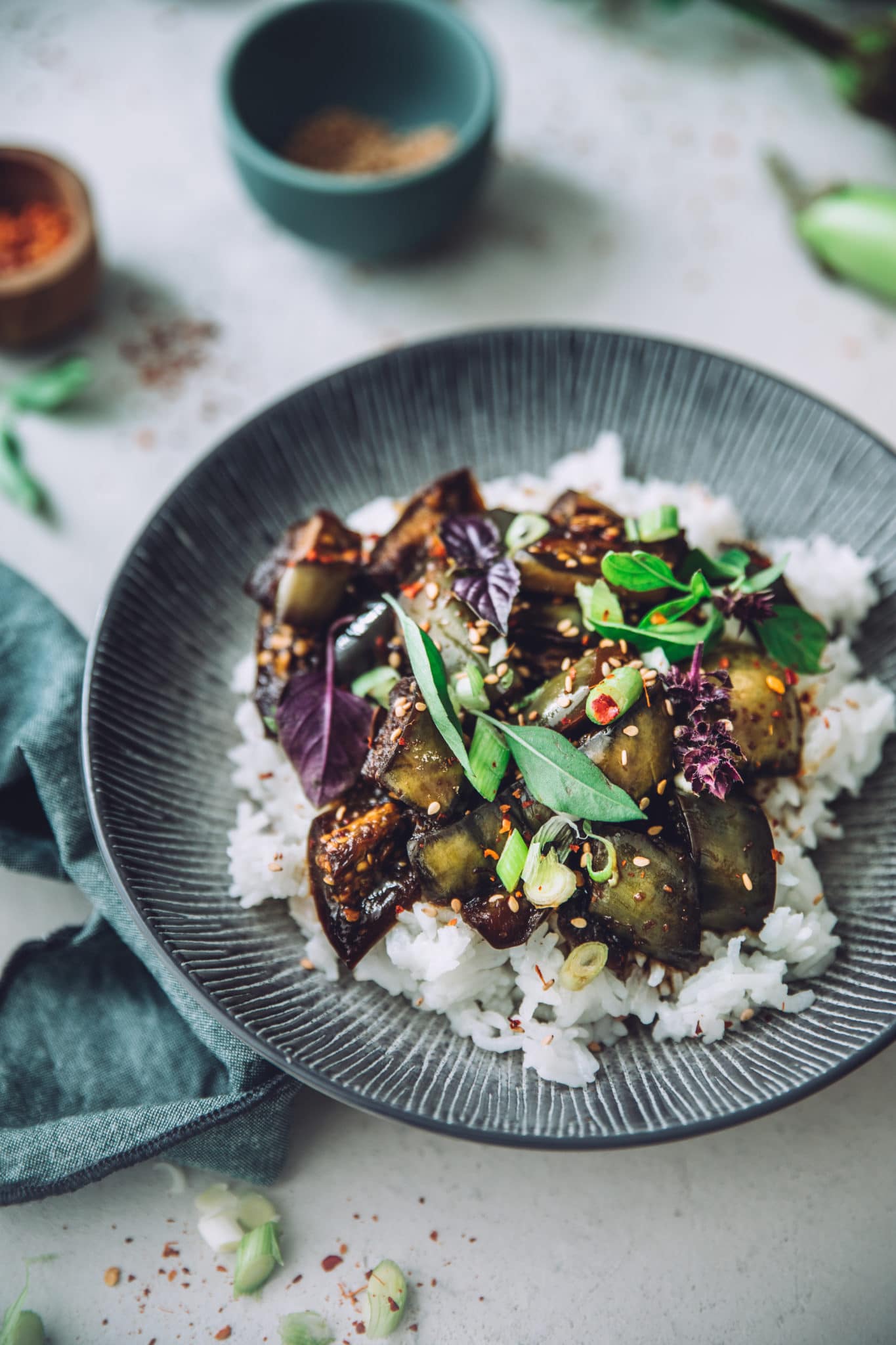 Aubergines Teriyaki Mégane Ardérighi Megandcook styliste culinaire lyon