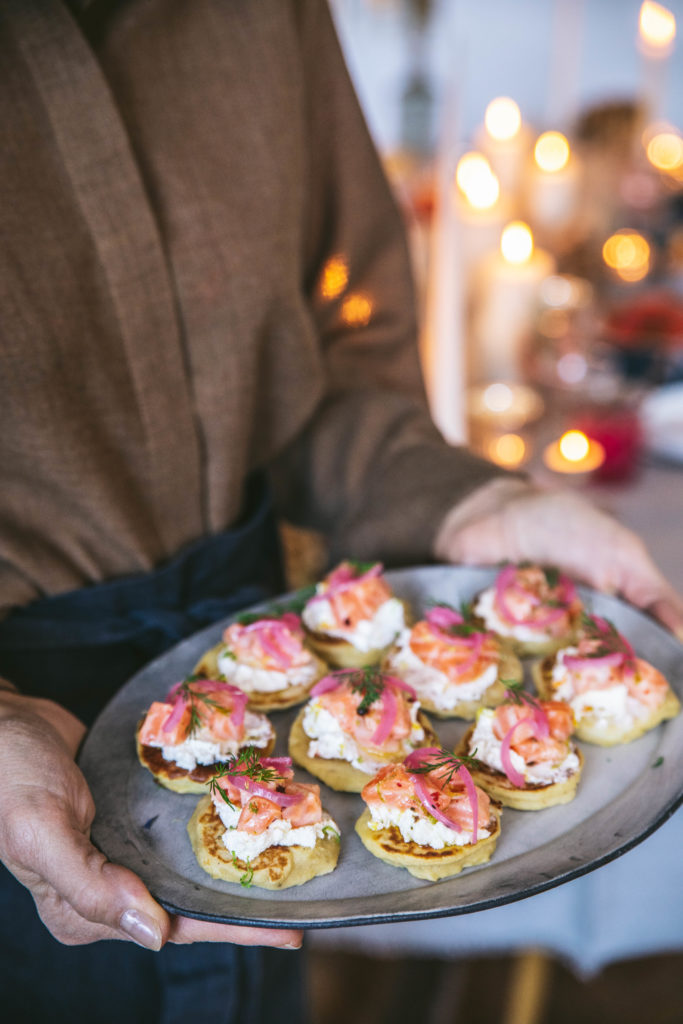 Blinis labneh saumon noël