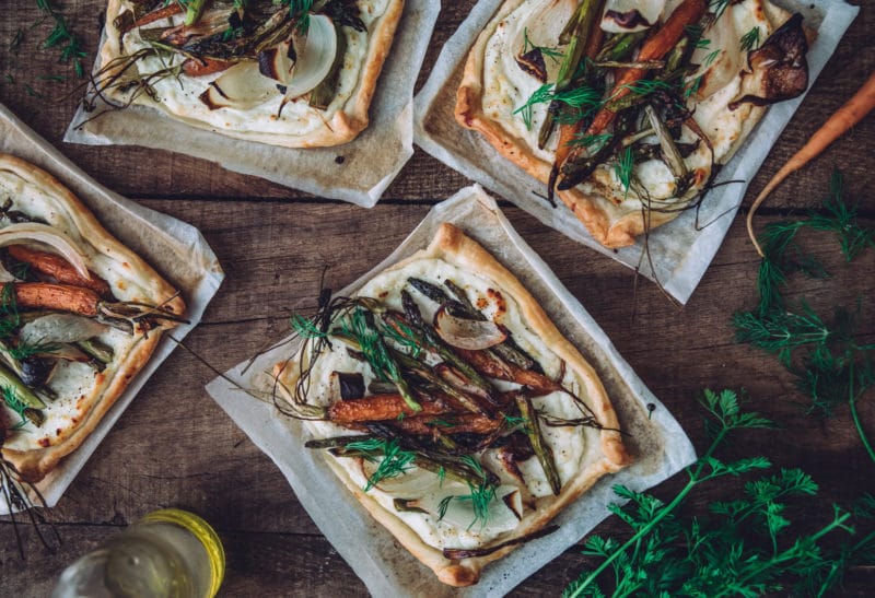 Tarte fine au brocciu frais & légumes grillés