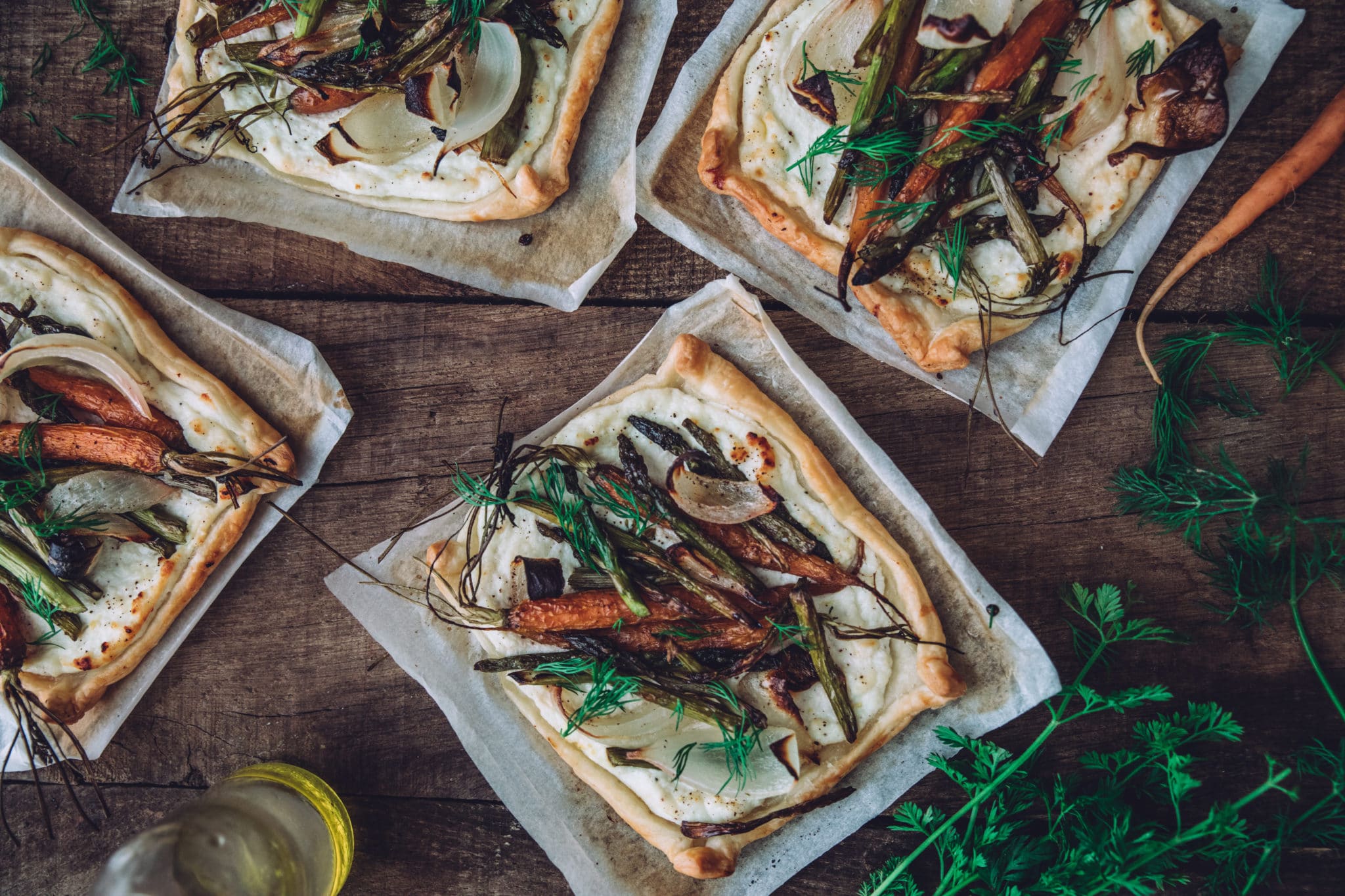 Tarte fine au brocciu frais & légumes grillés