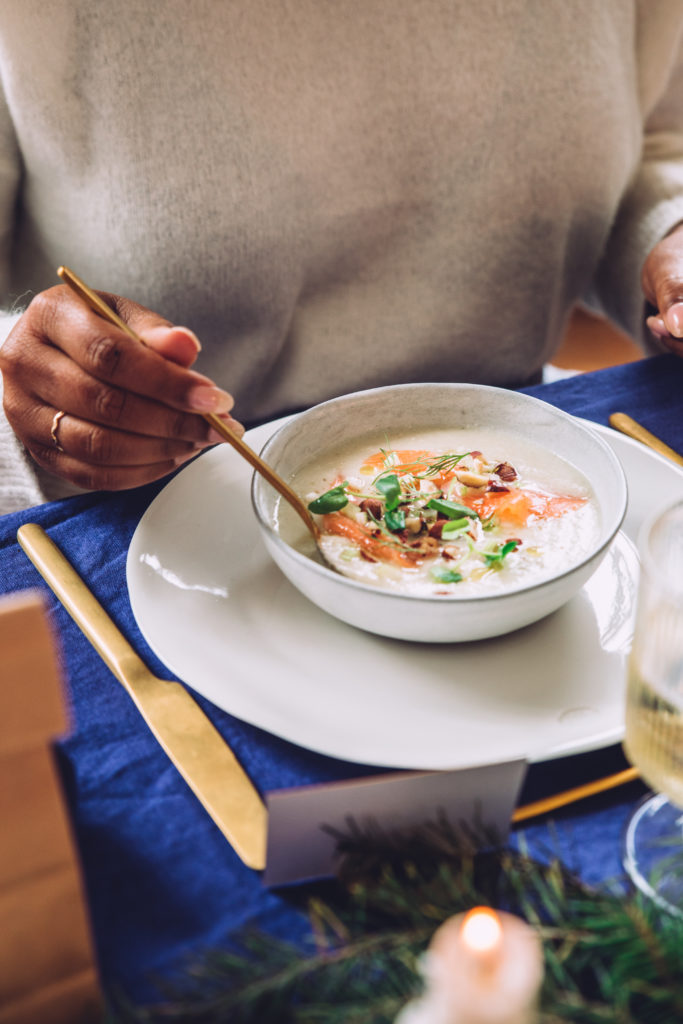 velouté fenouil pomme verte saumon