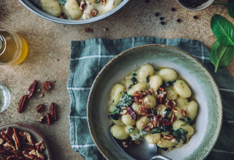 Gnocchis épinards, gorgonzola, noix de pécan