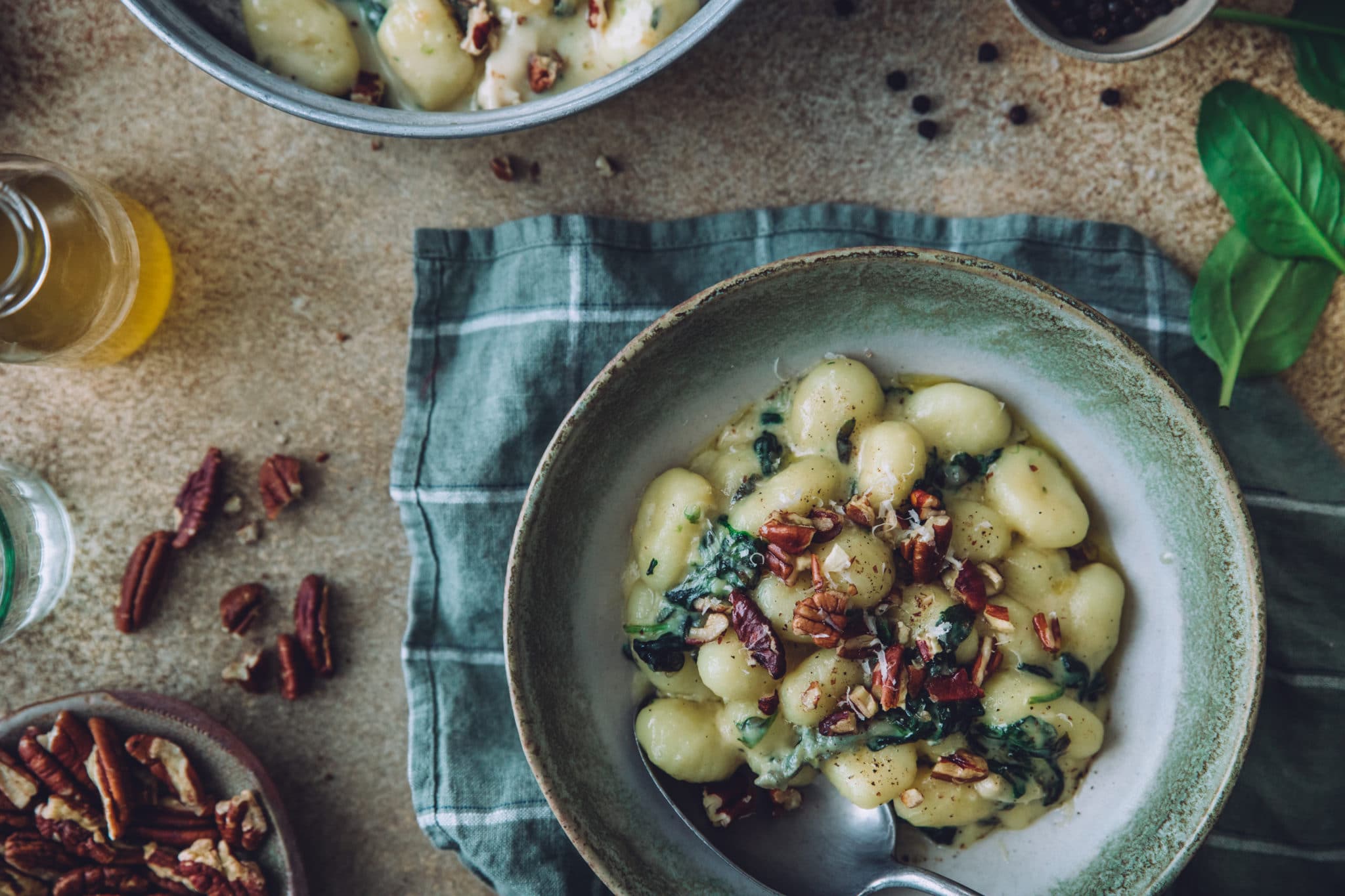 Gnocchis épinards, gorgonzola, noix de pécan